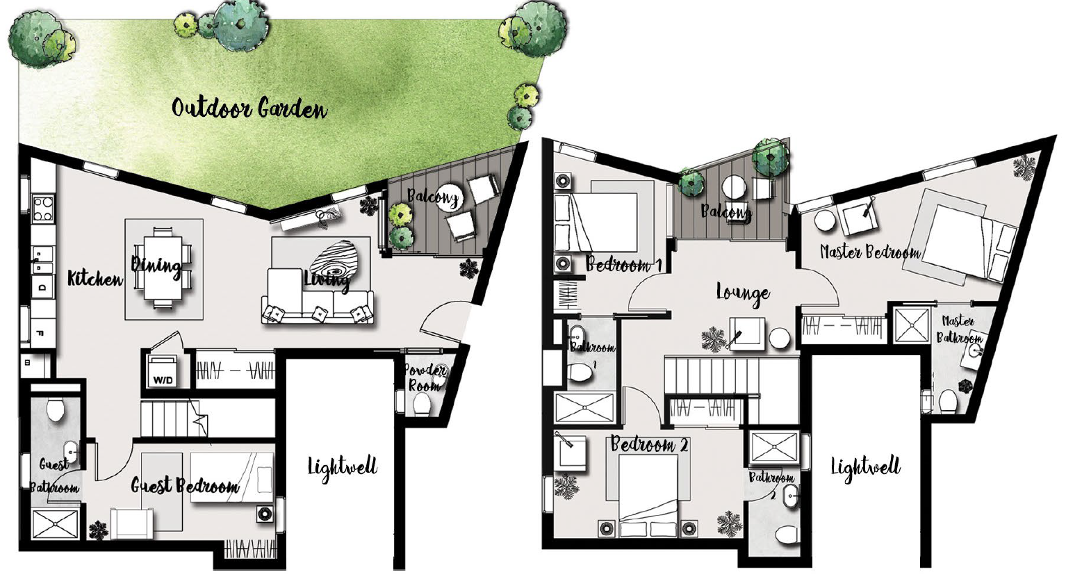 Floor plan for duplex at Kinda