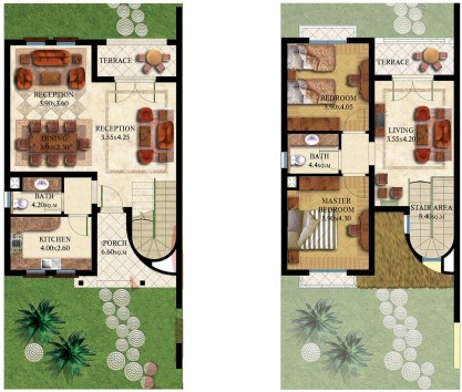 Floor plan for townhouse at Mountain View Sokhna