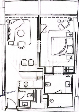 Floor plan for studio at Fifth Square Al Marasem
