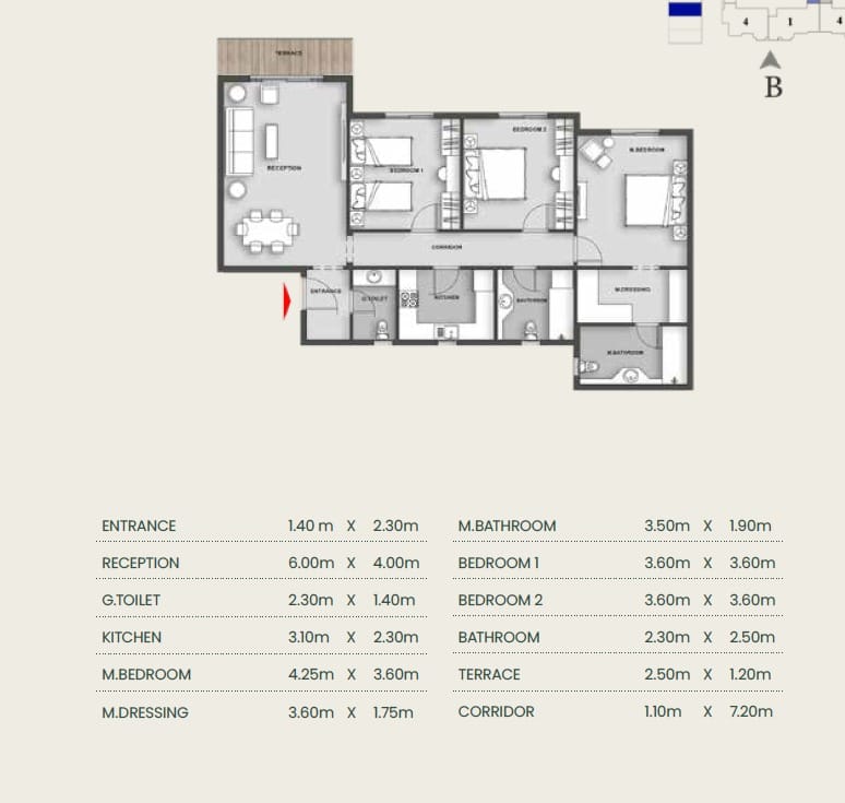 Floor plan for apartment at Aliva Mountain View Mostakbal City
