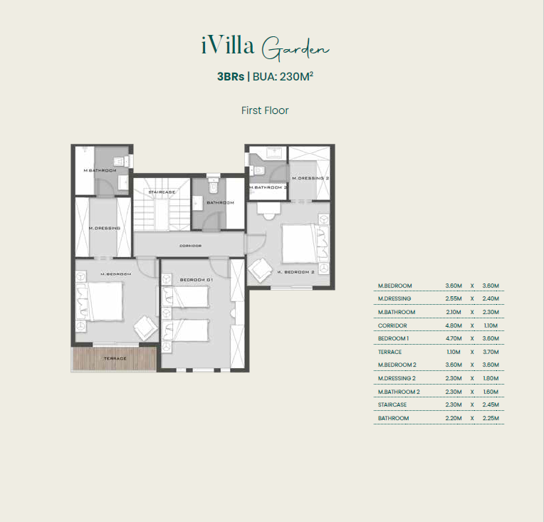 Floor plan for duplex at Aliva Mountain View Mostakbal City