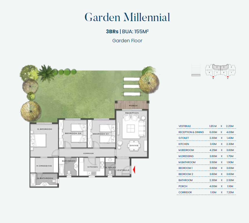 Floor plan for apartment at Aliva Mountain View Mostakbal City