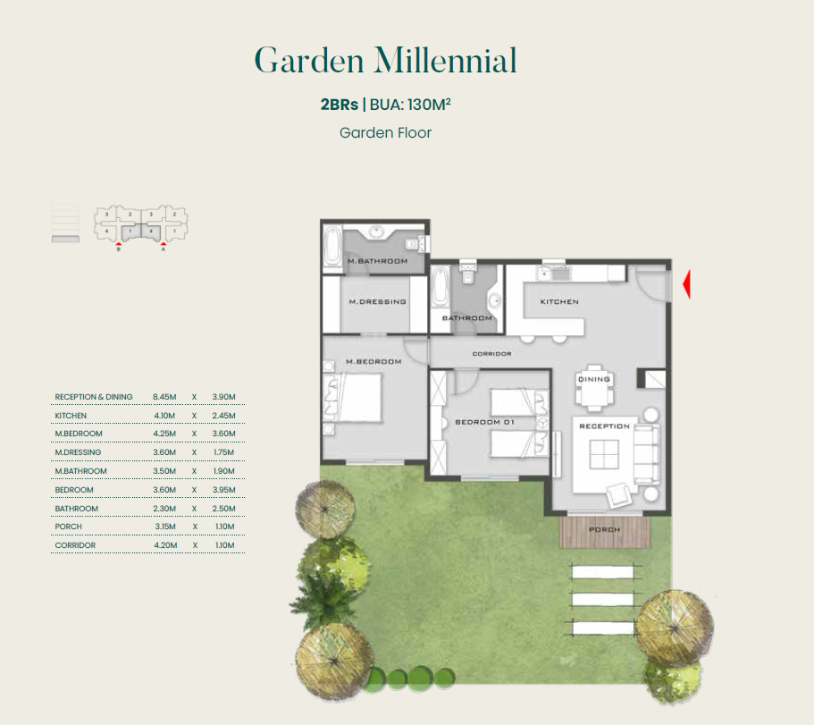Floor plan for apartment at Aliva Mountain View Mostakbal City