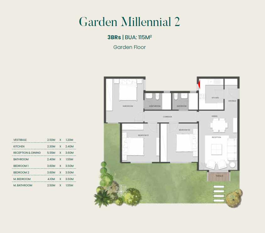Floor plan for apartment at Aliva Mountain View Mostakbal City