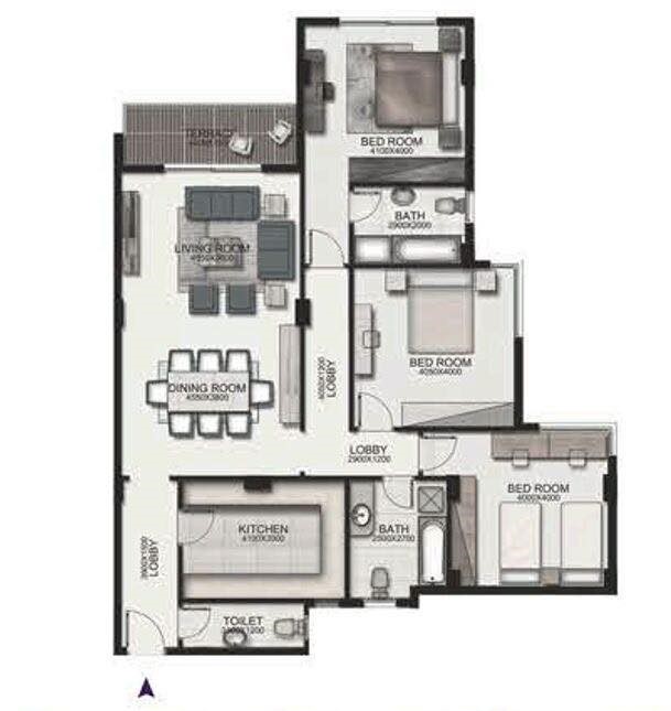 Floor plan for apartment at Galleria Residence