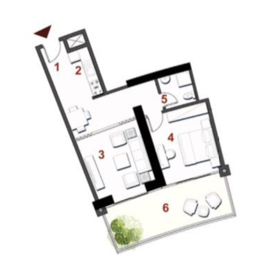 Floor plan for apartment at The Gate - New Alamein
