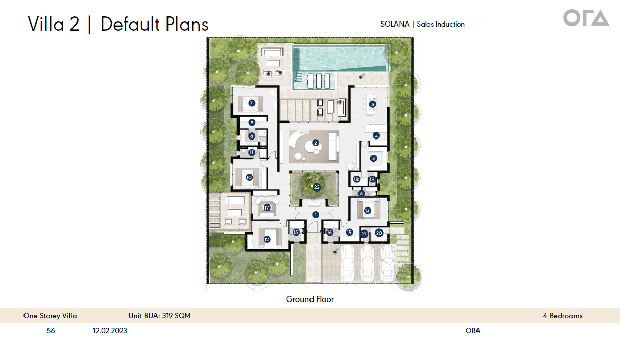 Floor plan for villa at Solana