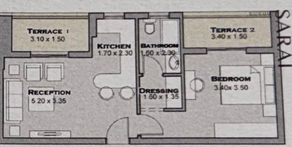 Floor plan for apartment at Sarai