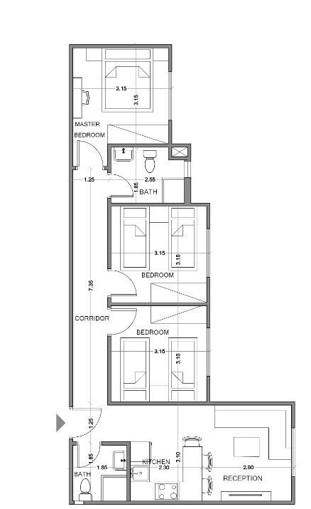Floor plan for chalet at Zahra Morshedy Group