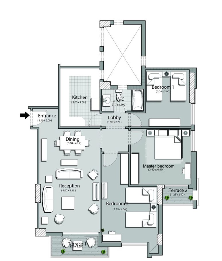 Floor plan for apartment at La Mirada