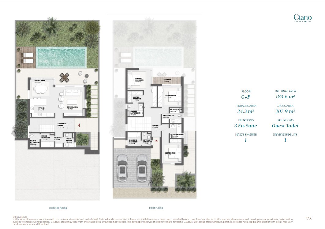 Floor plan for villa at Solare