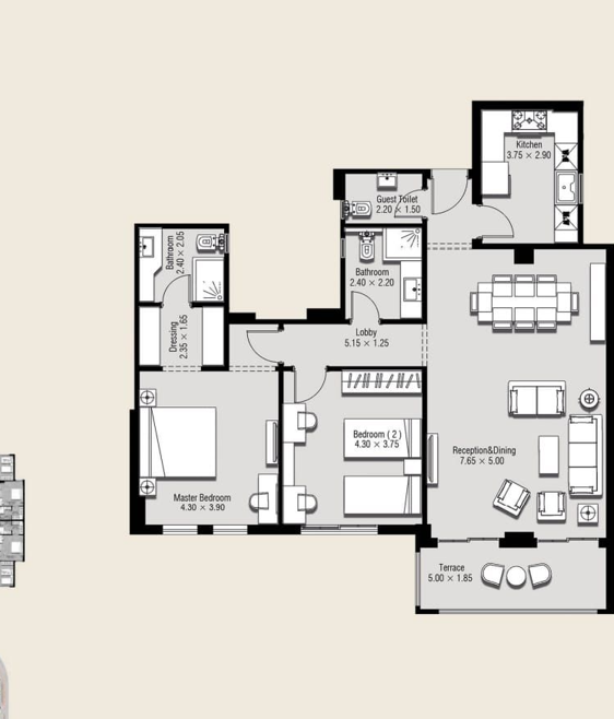 Floor plan for apartment at Ninety Avenue