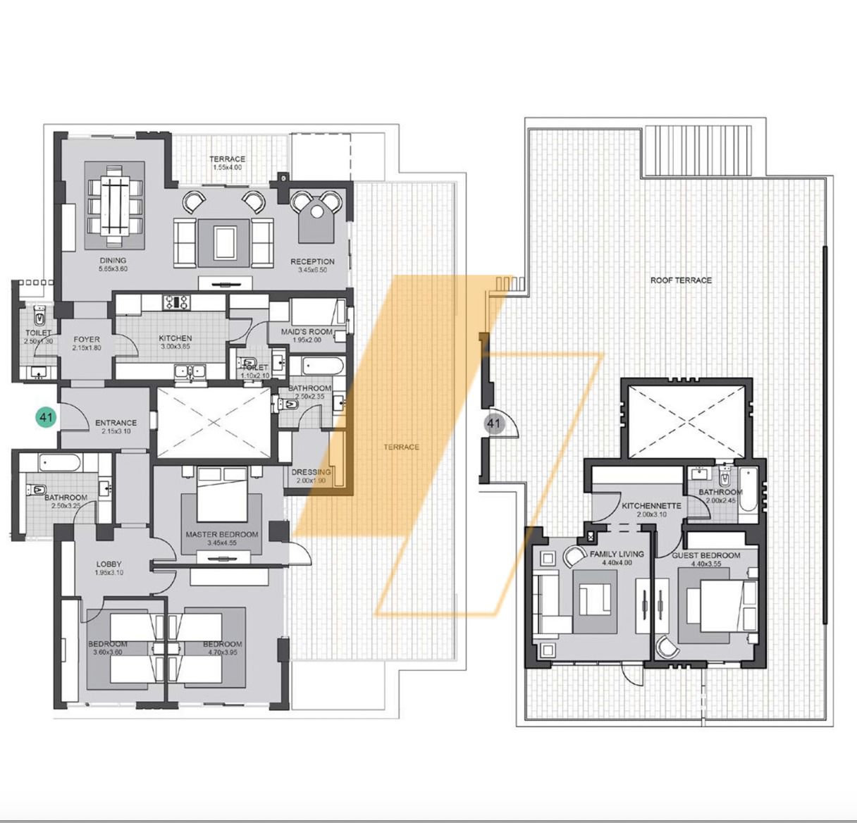 Floor plan for penthouse at Sky Condos