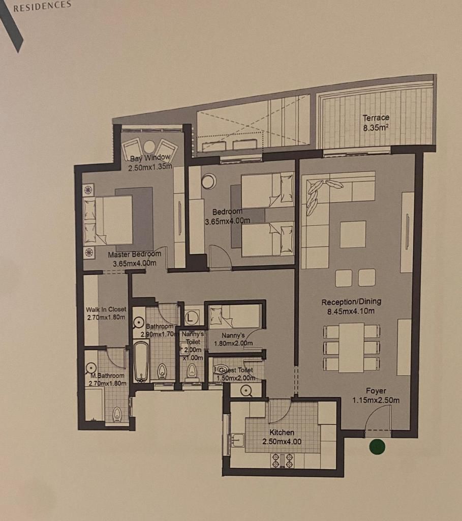Floor plan for penthouse at V Residences By Villette
