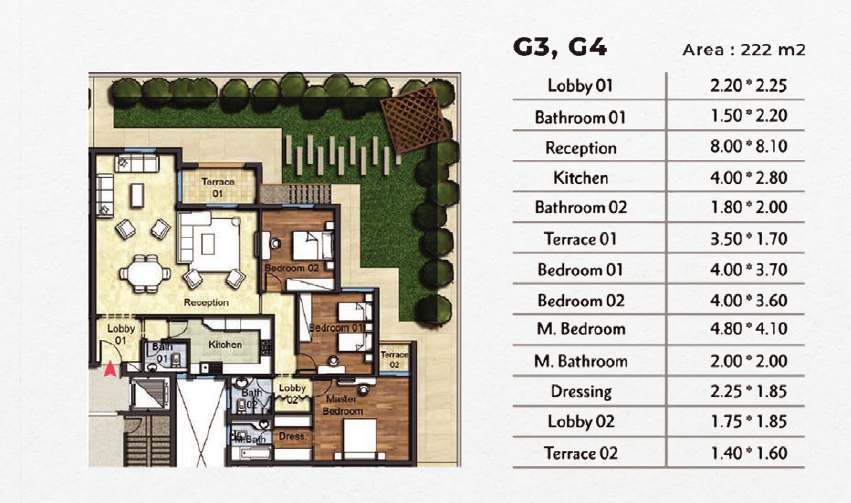 Floor plan for apartment at OIA Compound