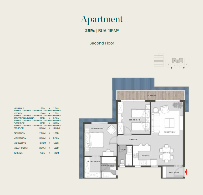 Floor plan for apartment at Aliva Mountain View Mostakbal City