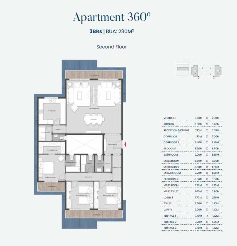 Floor plan for apartment at Aliva Mountain View Mostakbal City