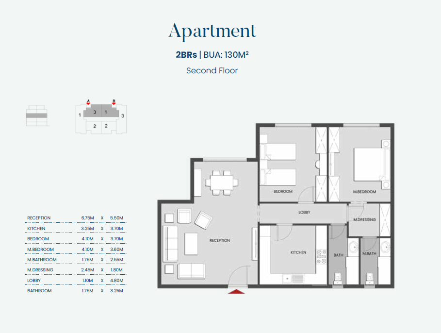 Floor plan for apartment at Aliva Mountain View Mostakbal City
