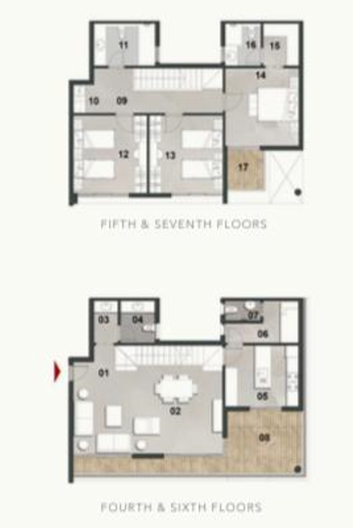 Floor plan for duplex at Vinci