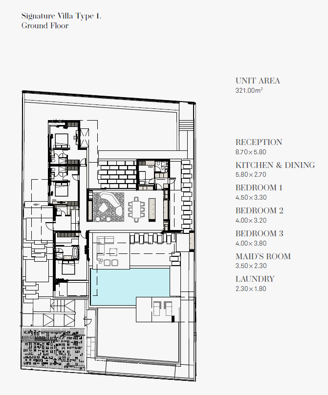 Floor plan for villa at Nautilus