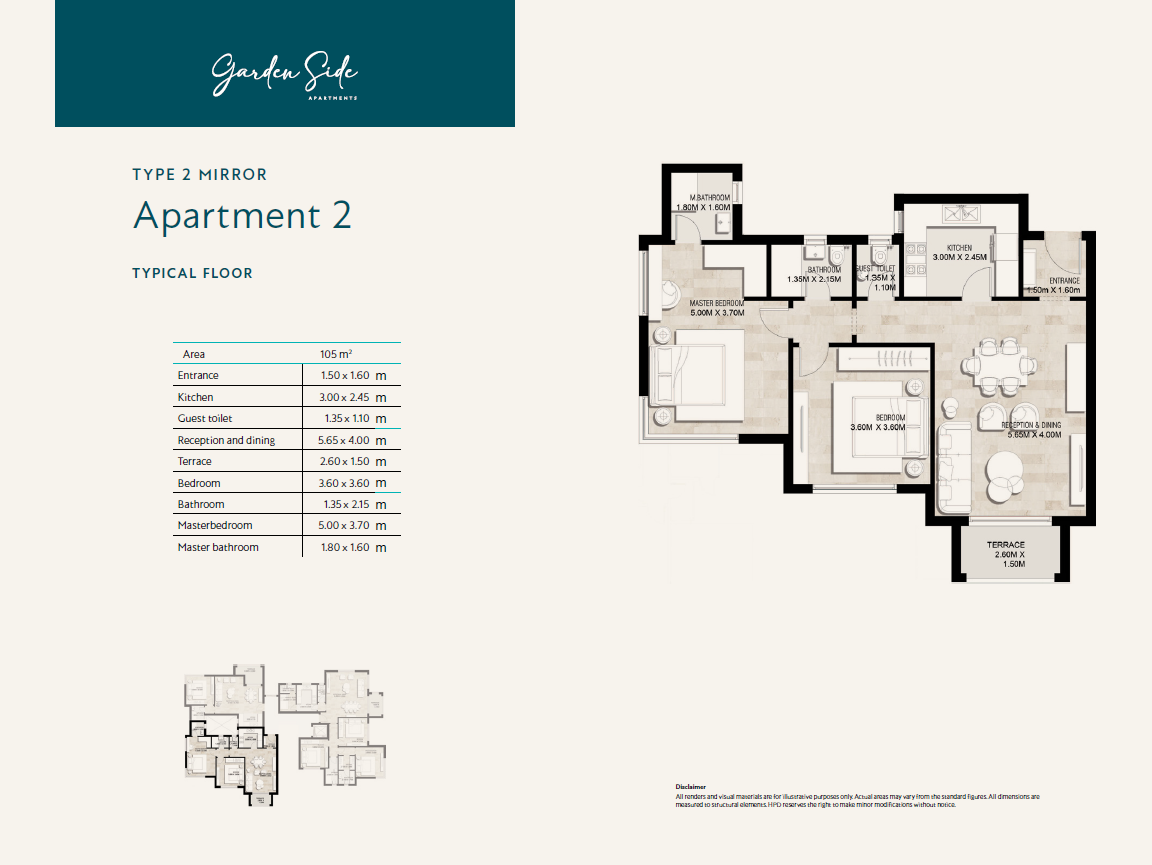 Floor plan for apartment at Garden Side