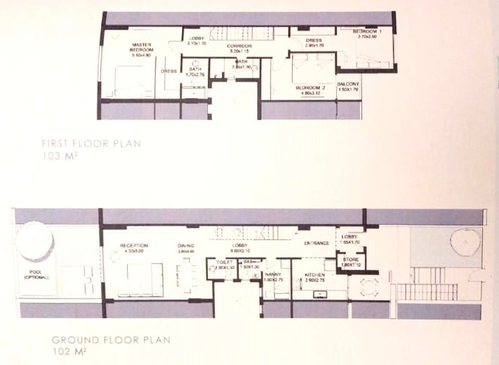 Floor plan for villa at Trio