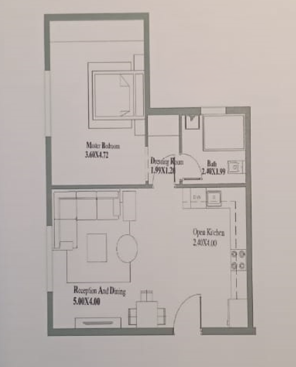 Floor plan for studio at Jazebeya