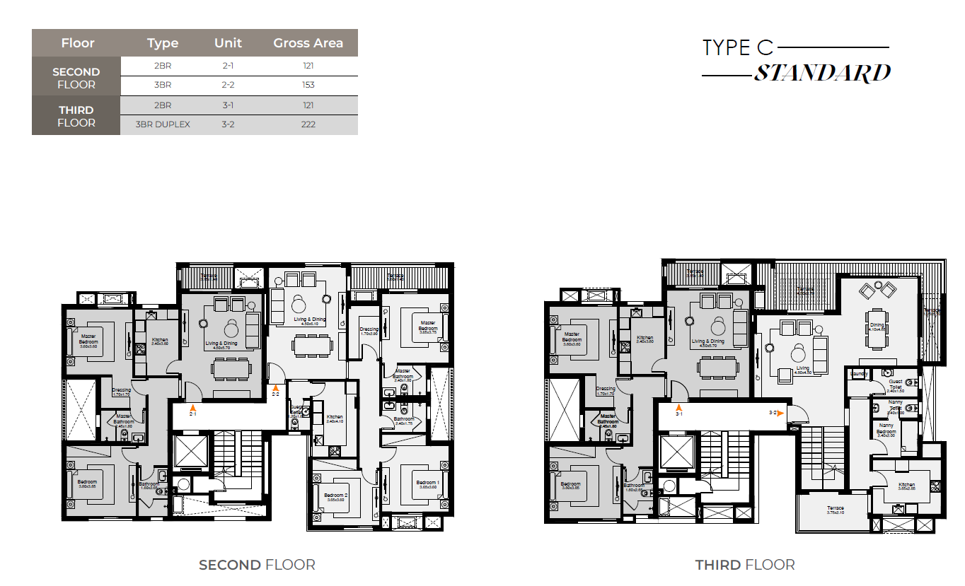 Floor plan for duplex at O West Orascom