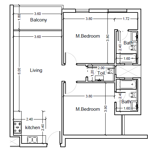 Floor plan for chalet at Cali Coast Ras El Hekma
