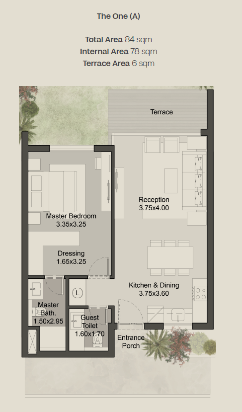 Floor plan for apartment at The Med
