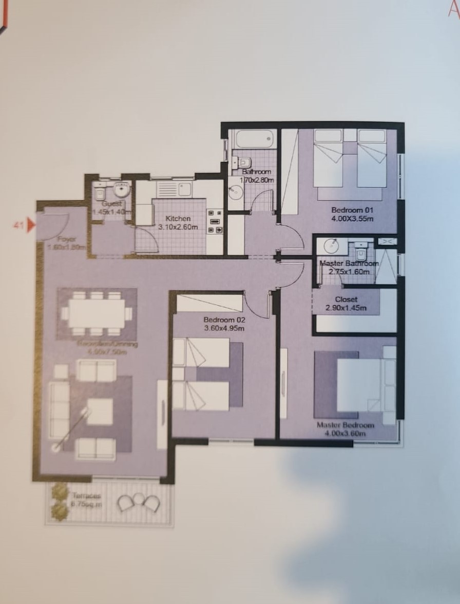 Floor plan for penthouse at SODIC East