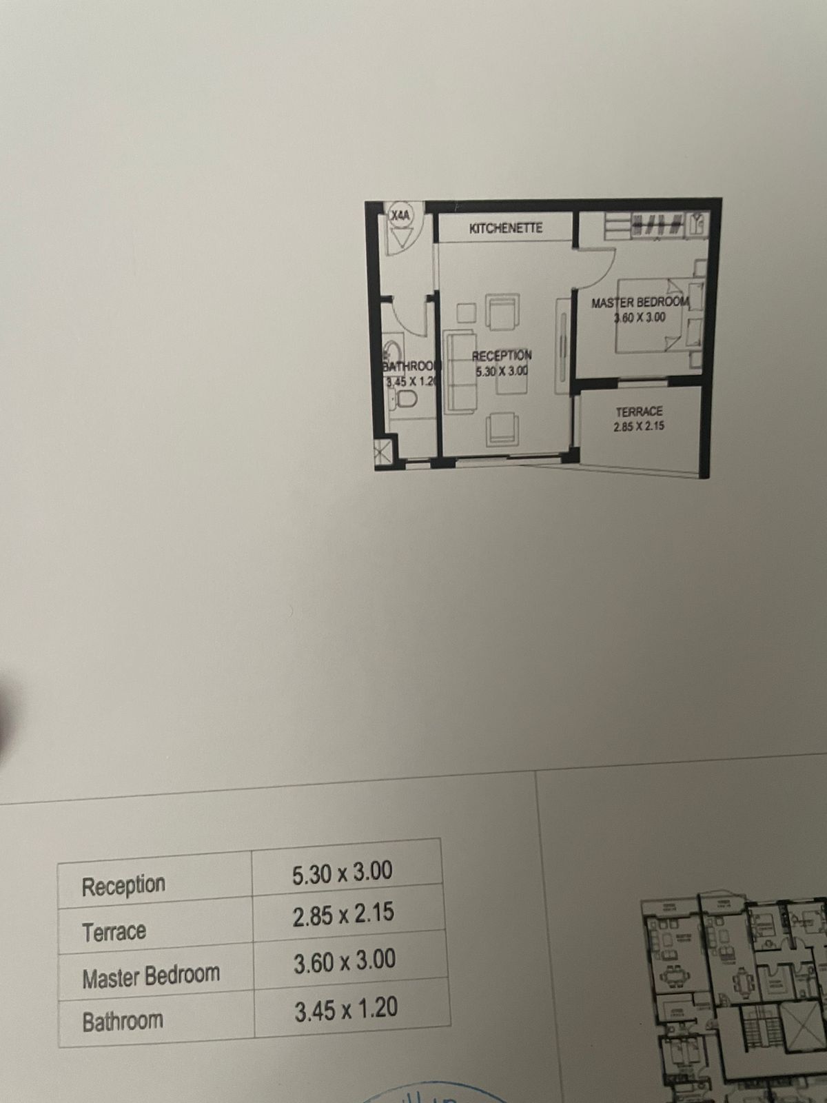 Floor plan for studio at Taj City