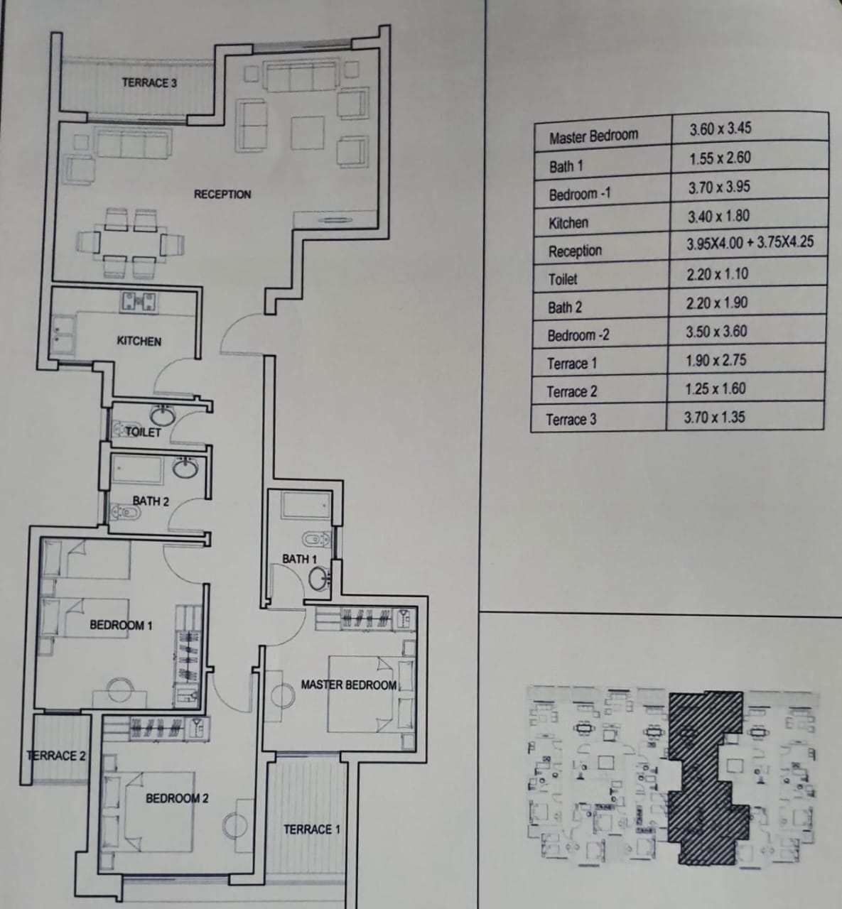 Floor plan for apartment at Taj City