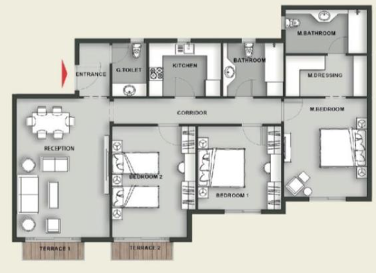 Floor plan for apartment at Aliva Mountain View Mostakbal City