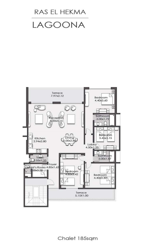 Floor plan for chalet at Lagoona - La Vista Ras El Hekma