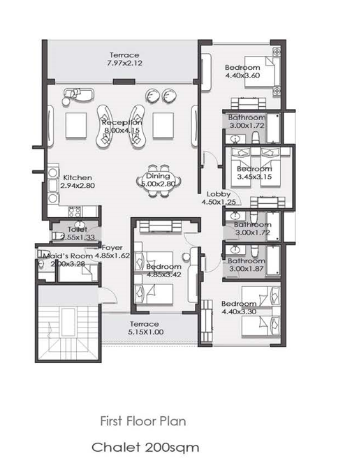 Floor plan for chalet at Lagoona - La Vista Ras El Hekma