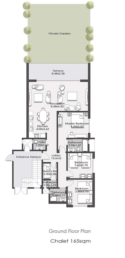 Floor plan for chalet at Lagoona - La Vista Ras El Hekma