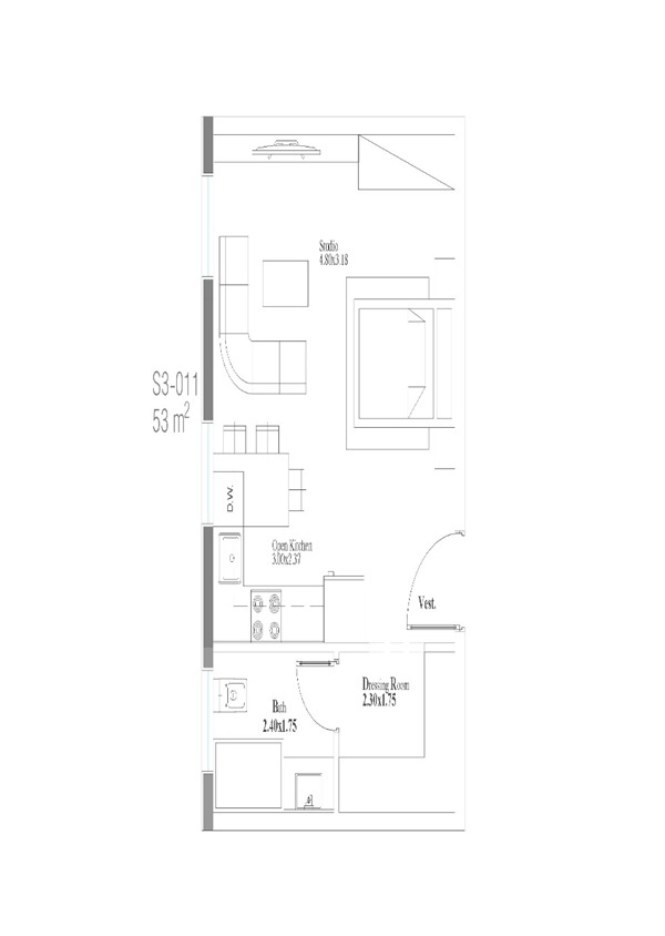 Floor plan for studio at Sky Ramp