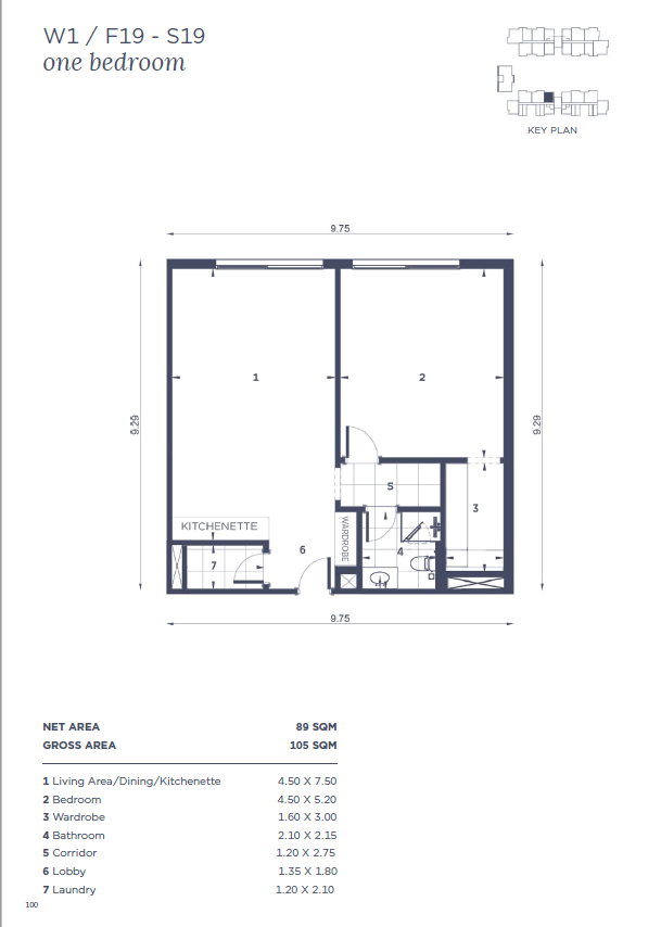 Floor plan for apartment at WBR1