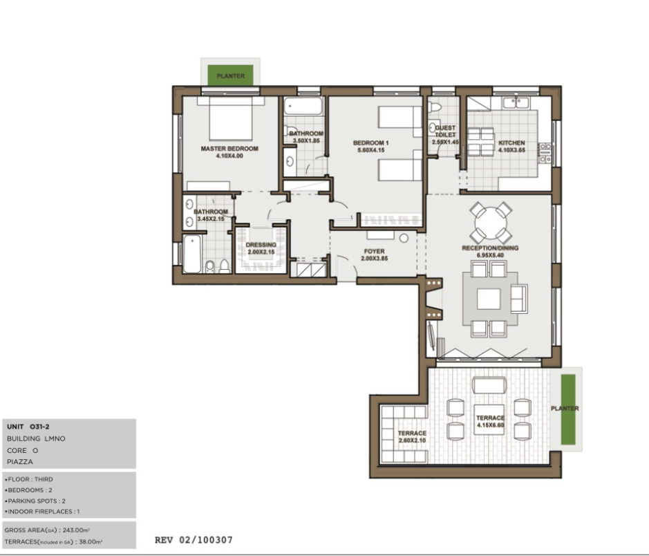 Floor plan for apartment at Forty West Phase I