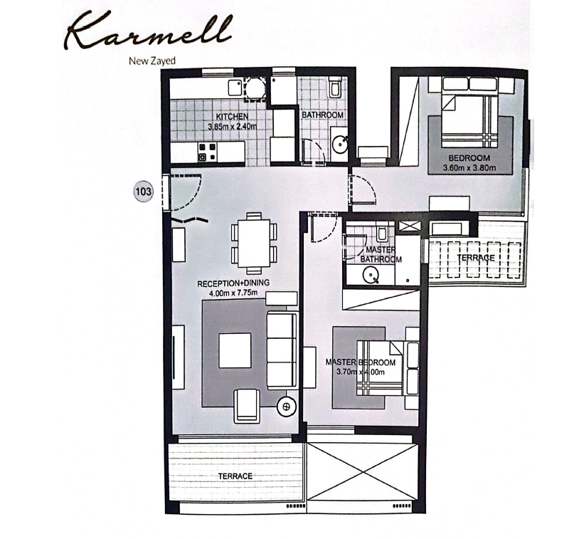 Floor plan for apartment at Karmell New Zayed