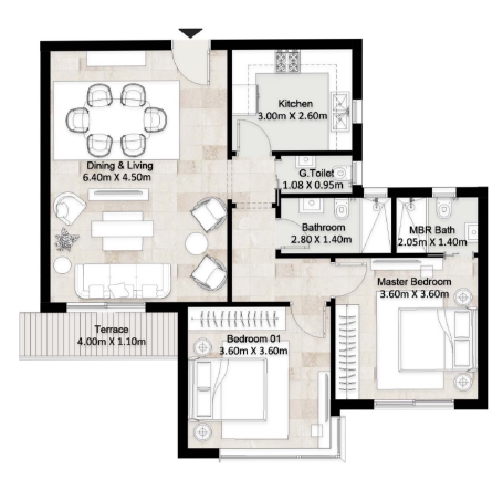 Floor plan for apartment at Hyde Park