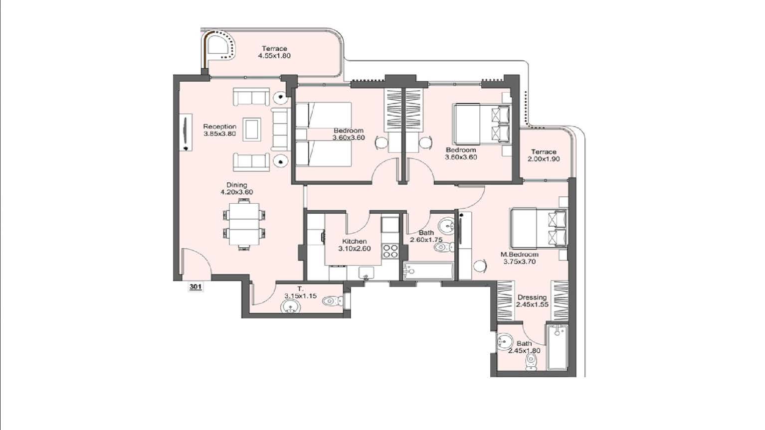 Floor plan for apartment at Amara