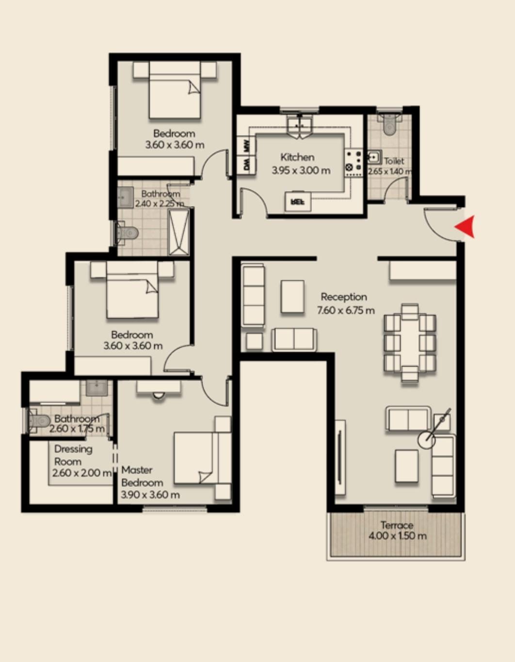 Floor plan for apartment at Mar ville
