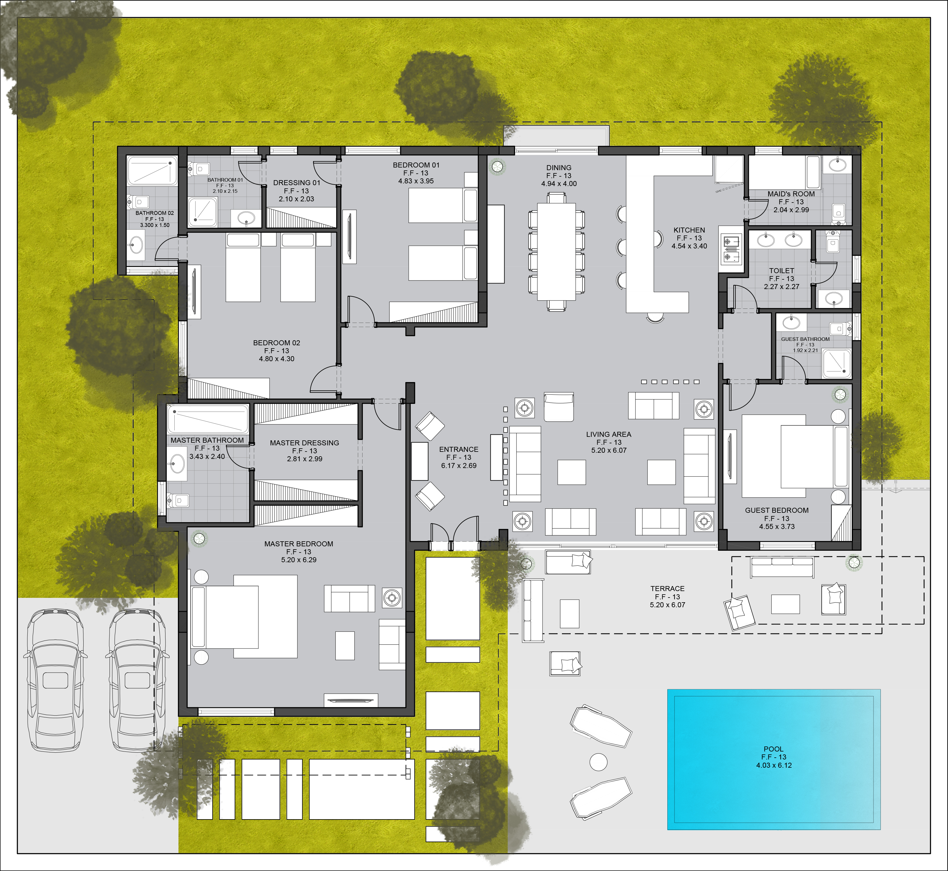 Floor plan for villa at Direction White