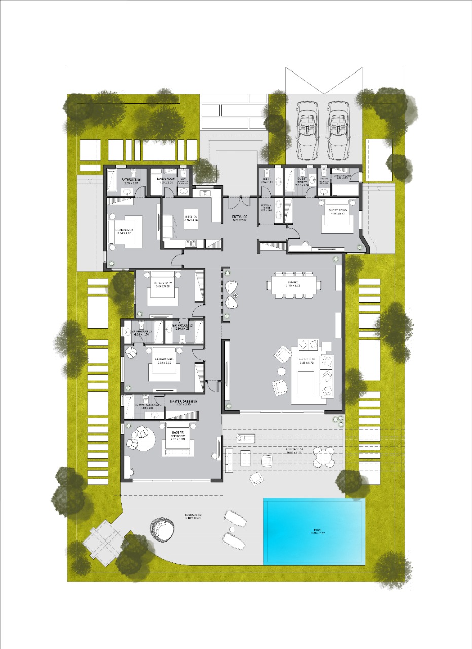 Floor plan for villa at Direction White