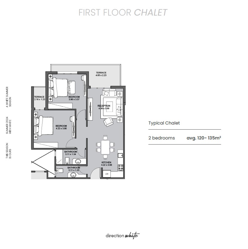 Floor plan for chalet at Direction White