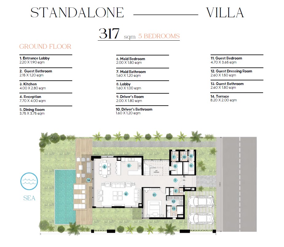 Floor plan for villa at Azha North Coast