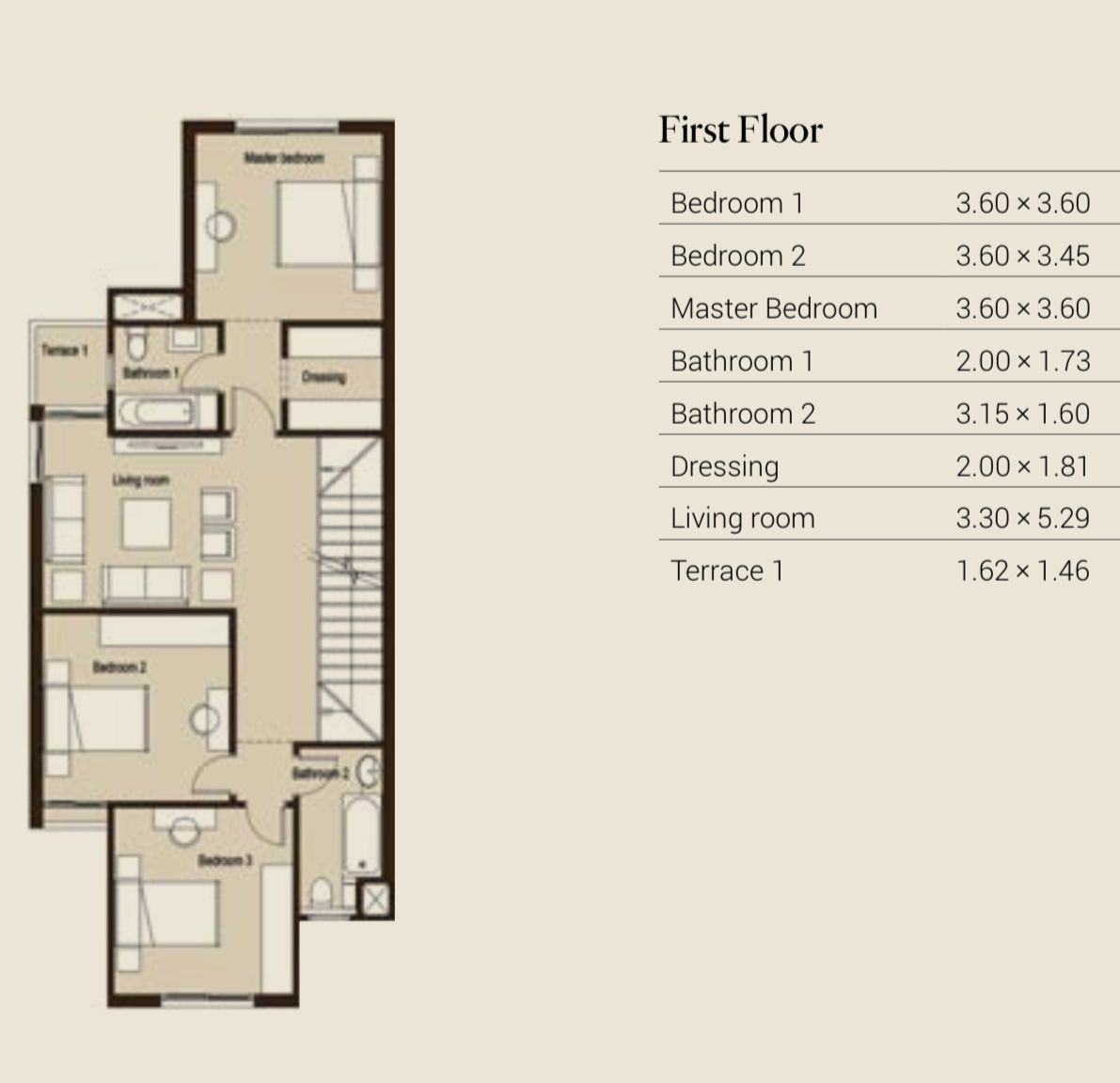 Floor plan for villa at Sarai