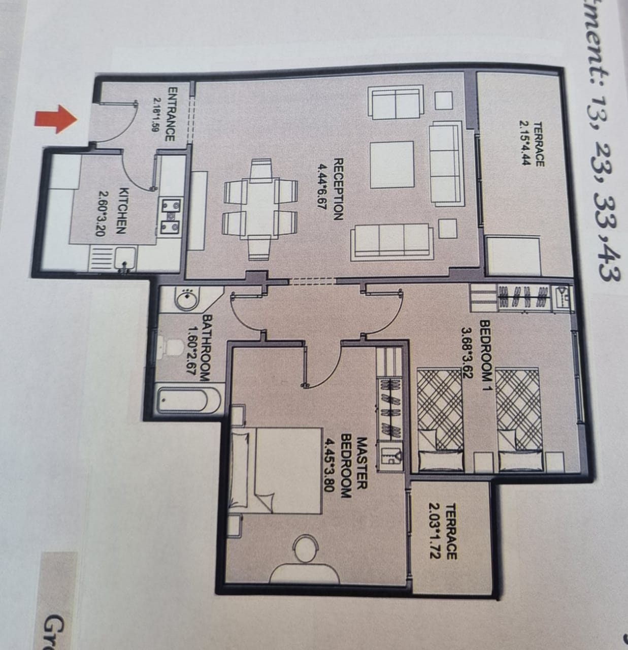 Floor plan for apartment at Taj City